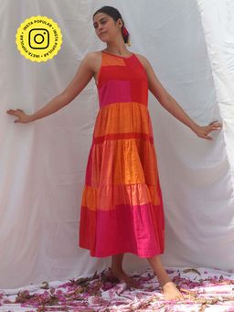 Chidiyaa - Rainbow Café Lali Handwoven Cotton Dress