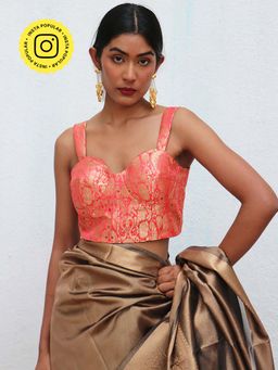 Chidiyaa - Nargiz Mahua Khimkab Fuchsia Pink Brocade Embroidered Stitched Blouse