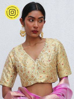 Chidiyaa - Nargiz Zubeyda Khimkab Green Brocade Embroidered Stitched Blouse