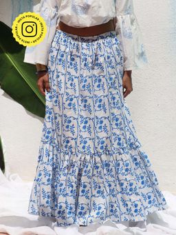 Chidiyaa - Walk In the Clouds Stella Handprinted Cotton Skirt