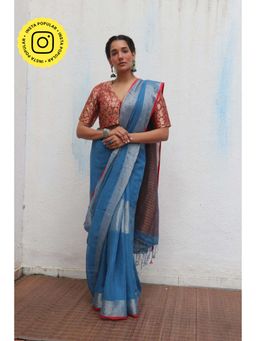 Chidiyaa - Jheel Varsha Handwoven Linen Zari Saree without Blouse