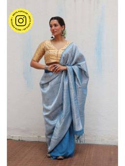 Chidiyaa - Jheel Anumeha Handwoven Linen Zari Saree