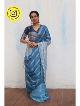 Chidiyaa - Jheel Megha Handwoven Linen Zari Saree