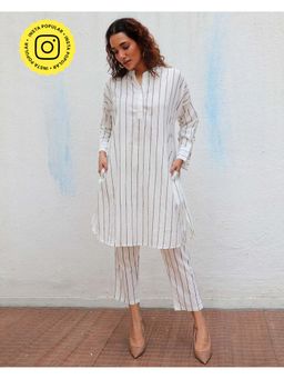 Chidiyaa - Daydreaming In Monochrome Coconut Frose Printed Cotton Kurta with Pant (Set of 2)