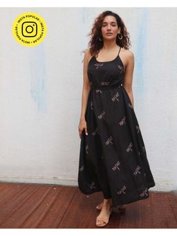 Chidiyaa - Daydreaming In Monochrome Midnight Mai Tai Printed Cotton Dress