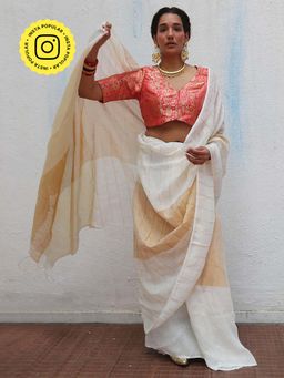 Chidiyaa - Onam Udaya Handwoven Linen Zari Saree