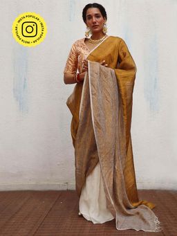Chidiyaa - Onam Udvita Handwoven Linen Zari Saree