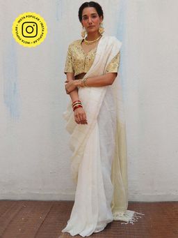 Chidiyaa - Onam Ammini Handwoven Linen Zari Saree