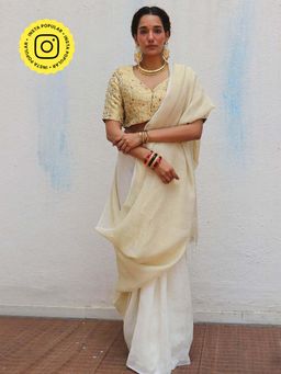 Chidiyaa - Onam Sreeja Handwoven Linen Zari Saree