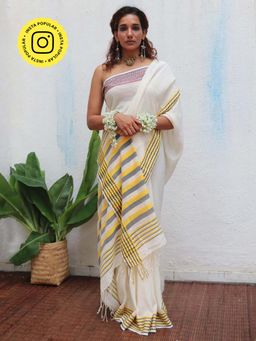 Chidiyaa - Uma Adya Handwoven Linen Cotton Jamdani Saree