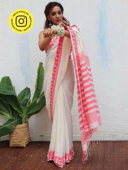 Chidiyaa - Uma Trinetra Handwoven Linen Cotton Jamdani Saree