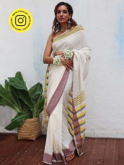 Chidiyaa - Uma Gauri Handwoven Linen Cotton Jamdani Saree