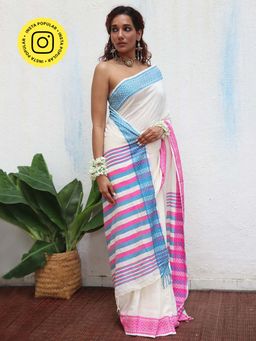 Chidiyaa - Uma Savitri Handwoven Linen Cotton Jamdani Saree