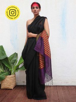 Chidiyaa - Kaali Devakanya Handwoven Linen Saree