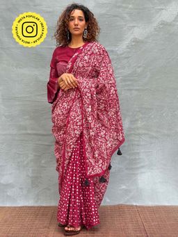 Chidiyaa - Soil Moonlight Blockprinted Cotton Saree