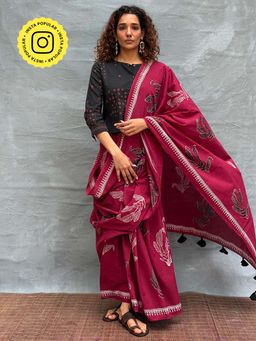 Chidiyaa - Breeze Blockprinted Cotton Saree