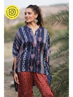 Chidiyaa - Gypsy Heart Eulalie Modal Silk Blue Kaftan