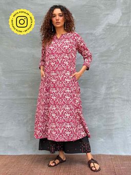 Chidiyaa - Soil Night's Sigh Block Printed Cotton Kurta