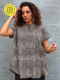 Chidiyaa - Soil Amber Horizon Printed Cotton Shirt