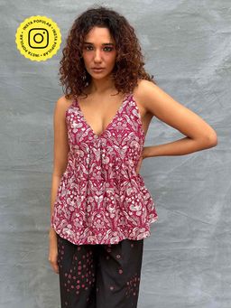 Chidiyaa - Soil Tracing Wildwood Block Printed Cotton Top