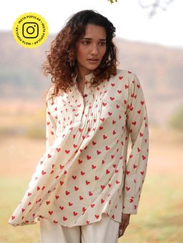Chidiyaa - Cream Dil Ibaadat Hand Block Printed Cotton Top