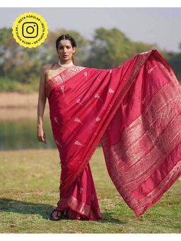 Chidiyaa - Rang Barse Leela Block Print Dola Silk Saree