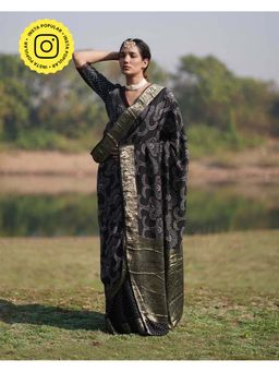 Chidiyaa - Rang Barse Rasika Block Print Dola Silk Saree