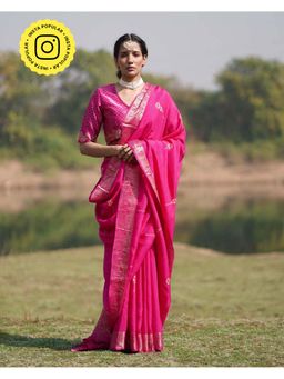 Chidiyaa - Rang Barse Mohana Block Print Dola Silk Saree