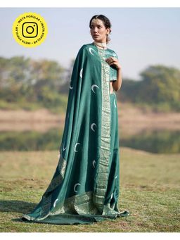 Chidiyaa - Rang Barse Bansari Block Print Dola Silk Saree