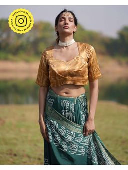 Chidiyaa - Rang Barse Adhira Block Print Mashru Silk Stitched Blouse