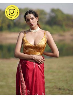 Chidiyaa - Rang Barse Vilasini Block Print Mashru Silk Stitched Blouse