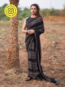 Chidiyaa - Wwb Open Field Block Printed Cotton Saree