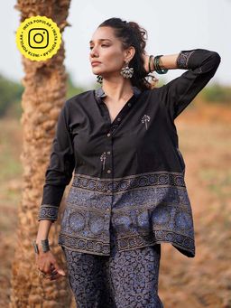 Chidiyaa - Wwb Casa Blanca Lily Block Printed Cotton Shirt