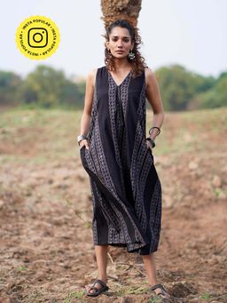 Chidiyaa - Wwb Floating Poems Block Printed Cotton Dress