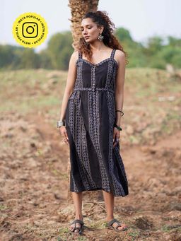 Chidiyaa - Wwb Soft Moonlight Block Printed Cotton Dress