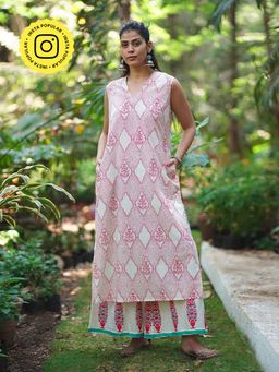 Chidiyaa - Nargis's Noor Blush Pink Hand Block Print Kurta