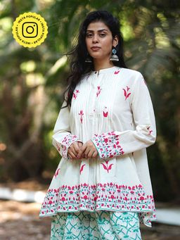 Chidiyaa - Bellflower's Bloom Ivory Hand block Tunic