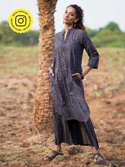 Chidiyaa - Silky Blooms Block Printed Cotton Kurta