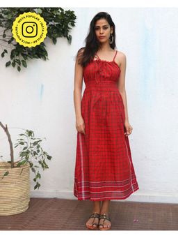 Chidiyaa - Idaa Gamcha Cotton Red Dress