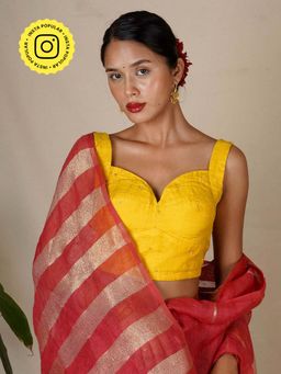 Chidiyaa - Yellow Eknoor Rashmi Linen Zari Stitched Blouse