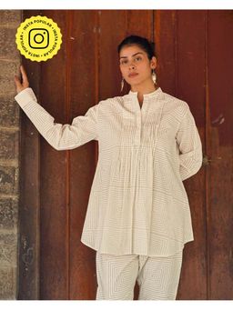 Chidiyaa - Safed Lamb's Whim White Block Printed Top