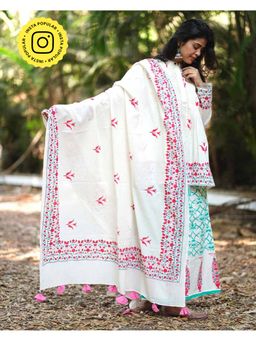 Chidiyaa - Womens Printed Off White Dupatta