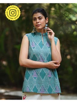 Chidiyaa - Womens Printed Regular Teal Top