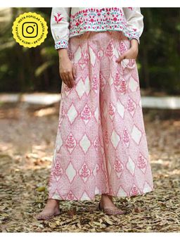 Chidiyaa - Womens Printed Wide Pink Palazzo