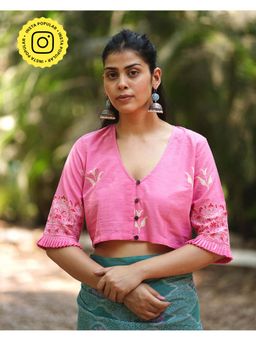 Chidiyaa - Womens Printed Regular Pink Blouse