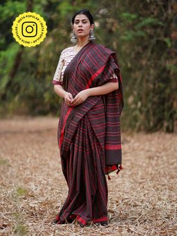 Chidiyaa - Whistling Woods Nadiya Kinare Black Hand Block Printed Saree