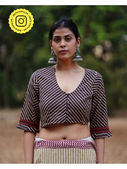 Chidiyaa - Whistling Woods Kaliyon Ka Chaman Brown Block Printed Cotton Stitched Blouse