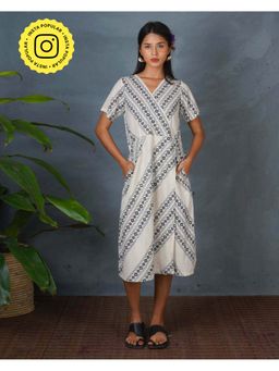 Chidiyaa - Bms Rain Hush Grey Block Printed Dress
