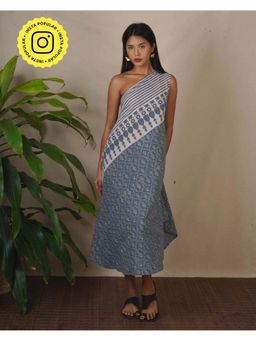 Chidiyaa - Bms Steel Hush Grey Block Printed Dress