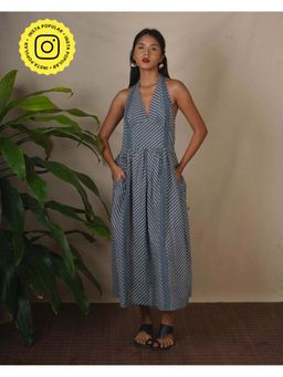 Chidiyaa - Bms Lunar Hush Grey Block Printed Dress